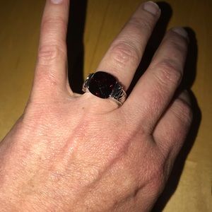 Lia Sophia Silver & Garnet Ring